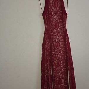 Guess Red Lace Backless Dress